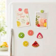 5/10/15pcs Cute Fruit Fridge Magnets, Resin Material Realistic Lemon Watermelon Kiwi Fridge Magnets, Suitable For Kitchen, Office Whiteboard, Storage Cabinet, Refrigerator Decoration, Also Can Be Used As Home Decor - Multicolor - View 6