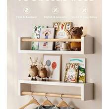 2pcs Wall-Mounted Floating Shelves, Suitable For Wall Decoration, Made Of Solid Wood, Can Be Used To Store Books, Toys And Decorative Items - Multicolor - View 5