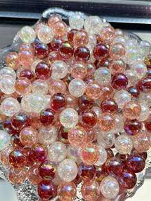 12mm 3-Color Mixed Glitter Round Beads, Aurora AB Iridescent Large Hole Resin Spacer Beads, For DIY Bracelets, Keychains, Hair Accessories, Jewelry Making Supplies - Multicolor - View 4