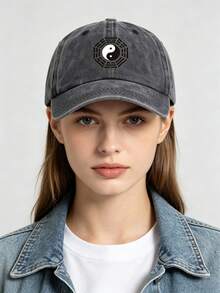 1pc Women's Personalized Baseball Cap With Ancient Chinese Tai Chi Bagua Pattern, Mysterious Street Casual Travel Versatile - Multicolor - View 3