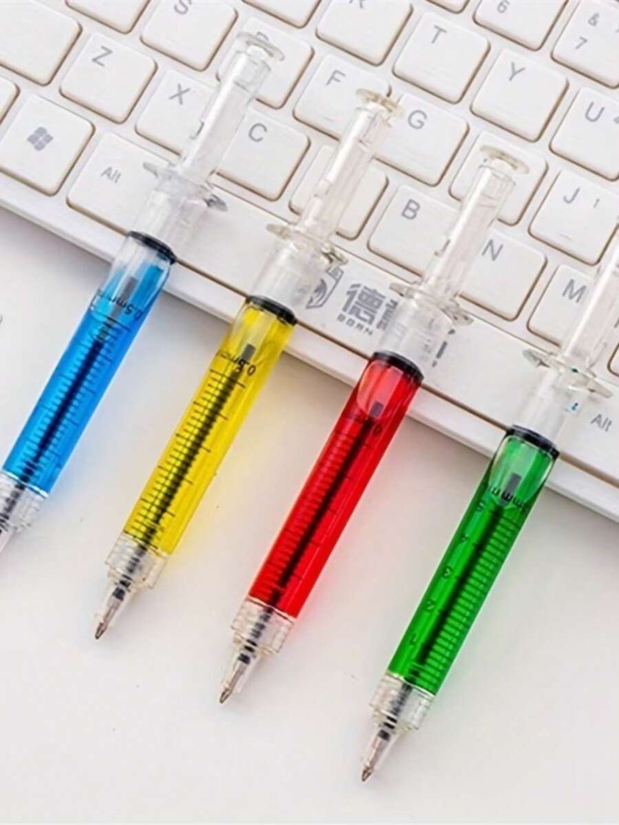 2/4/6pcs Creative Personalized Office Stationery, Syringe-Shaped Ballpoint Pens, Double-Sided Use Syringe-Shaped Ballpoint Pens - Novelty Fun Multicolor Syringe-Shaped Ballpoint Pens, Creative Gift Suitable For Nurses And Doctors, Perfect Choice For Birthdays, Parties And Nurses Day - Various - View 1