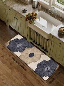 1pc 3.5mm Cuttable Diatom Mud Mat, Vintage Line Floral Pattern, Cushioned Anti-Fatigue Kitchen Non-Slip Mat, Suitable For Kitchen, Bathroom, Entryway, Hallway, Living Room, Outdoor Garden, Bathroom - Multicolor - View 16