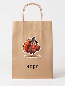 10/20/40pcs Custom Photo Thanksgiving Turkey Sticker, Personalized Kid Turkey Decal For Mugs Cups Gift Bags Party Favor Autumn Holiday Decoration - Multicolor - View 15