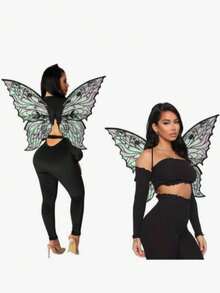 Adult And Girl Fairy Wings, 29in*21in Transparent Butterfly Wings, Perfect For Cosplay And Party, Halloween - Multicolor - View 2