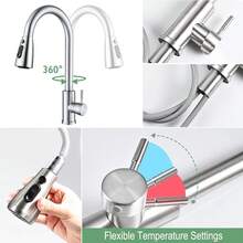 Pull-Out Kitchen Sink Mixer Tap, 360° Swivel Spout, Single Lever With Dual Spray Modes, Modern Mono Faucet - A - View 9