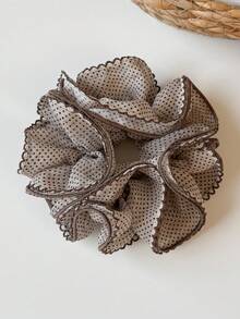 1pc Korean Style Double Layer Small Waist Bud Scrunchie, Polka Dot Starry Fabric Hair Tie For Women, Premium Back Head Ponytail Elastic Band, New Hair Accessory - Multicolor - View 8