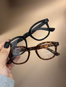 2pcs Kids Multi-Color Cute Square Frame Clear Lens Glasses, Suitable For Daily Reading, Outings, Outfit, Gift, Transparent Glasses Back To School Accessory, Casual Versatile, Suitable For Boys And Girls, Daily Life, Reading, Watching TV, Playing Games And Phone, Transparent Lens Eye Protection Fashion Photo Prop, Daily Outfit Decoration. - Clear - View 5