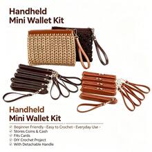 Crochet Mini Handheld Wallet Making Kit, Wrist Strap Zipper Wallet Base Accessories For Handmade Coin Card Pouch, Beginner Friendly Craft Supplies For - Multicolor - View 2