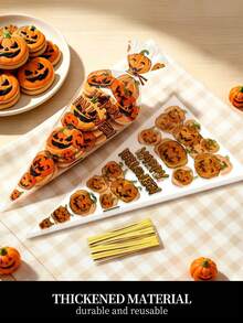6/26/56Pcs Halloween Cookie Cutter & Candy Triangle Bag Set, Spooky Ghost Bat Pumpkin Witch Hat Cat Shaped Metal Biscuit Molds With Printed Treat Bags, For DIY Baking, Party Favors & Hand‑Made Clay Projects - View 9