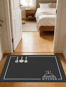 1pc Minimalist Line Style Kitchen Theme Pattern 3.5mm Soft Rubber Kitchen Mat, Absorbent & Dirt-Resistant Small Rug, Bathroom Mat, Outdoor Doormat, Suitable For Kitchen, Bathroom, Laundry Room, Living Room, Garden, Indoor - Multicolor - View 11