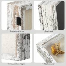 8x10 Shadow Box Frame With Linen Back - Real Glass, Push Pins Included, Sturdy Rustic Memory Display Case, Fits 6.8x8.8 Inserts, Distressed White - Style TypeA - View 3