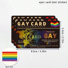 1/3/5/10pcs Gay Pride Lifetime Membership Cards, Double-Sided Rainbow Stripe Design Men's ID Cards, Non-Adhesive Rectangular Daily Carry And Pride Event Cards, Gay Gifts, Holiday Accessories, Popular Item, Smooth Surface, Essential For Holiday Crowds - B - View 14