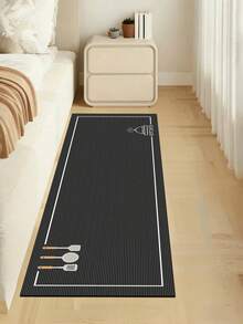 1pc Minimalist Line Style Kitchen Theme Pattern 3.5mm Soft Rubber Kitchen Mat, Absorbent & Dirt-Resistant Small Rug, Bathroom Mat, Outdoor Doormat, Suitable For Kitchen, Bathroom, Laundry Room, Living Room, Garden, Indoor - Multicolor - View 9