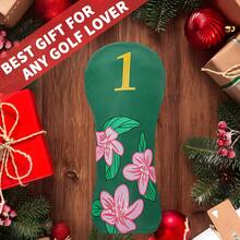 1PC Exquisite Golf Hybrid Headcover With Floral Embroidery. Made Of PU Material, It Shields Golf Club Head Against Scratches And Dust, Practical Accessory For Daily Golf Use. - Multicolor - View 3