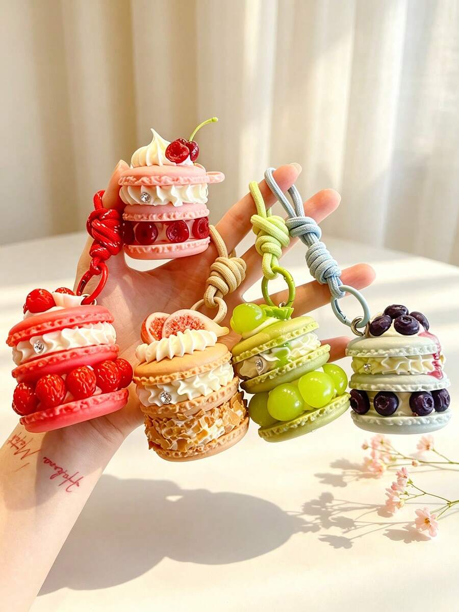 Creative Realistic Macaron Cake Bag Charm Keychain, 3D Shaped Pendant, Novel Gift For Daily Outings And Bag Matching, Perfect For Friends, Family, Couples, Besties, And Holiday Gifts