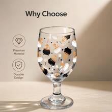 1pc Glass Wine Cup, Printed With Halloween Skull And Cauldron Pattern, Capacity 11.48oz/339.5ml, Suitable For Holiday Parties, Christmas, Easter, Halloween And Other Festive Gatherings - View 5