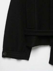Camellia Autumn/Winter New Women's European & American Style Fashion Minimalist Versatile Commute & Date Loose Fit Stand Collar Belted Wool Coat Jacket - Black - View 10