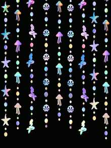 4M Rainbow Theme Birthday Party, Bachelorette Party, And Underwater Theme Party Decorations, Featuring Colorful Mermaid Garland With Jellyfish, Shells, Starfish And Pearls, Suitable For Birthday Party And Home Decor - Other - View 2
