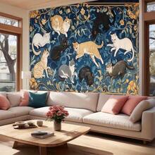 1pc Extra-Large Cute Cat Pattern Tapestry – Playful And Adorable Kitten Wall Hanging; Suitable For Living Rooms, Bedrooms, And Other Home Spaces; Durable Polyester Fabric; Indoor/Outdoor Decorative Backdrop. - Multicolor - View 2