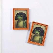 1pc Funny Frog Shaped Refrigerator Magnet, Green Frog Design, Fashion Style, Modern Kitchen Decor, Durable Wooden Structure, Suitable For Refrigerator - 3D Stereo - View 5