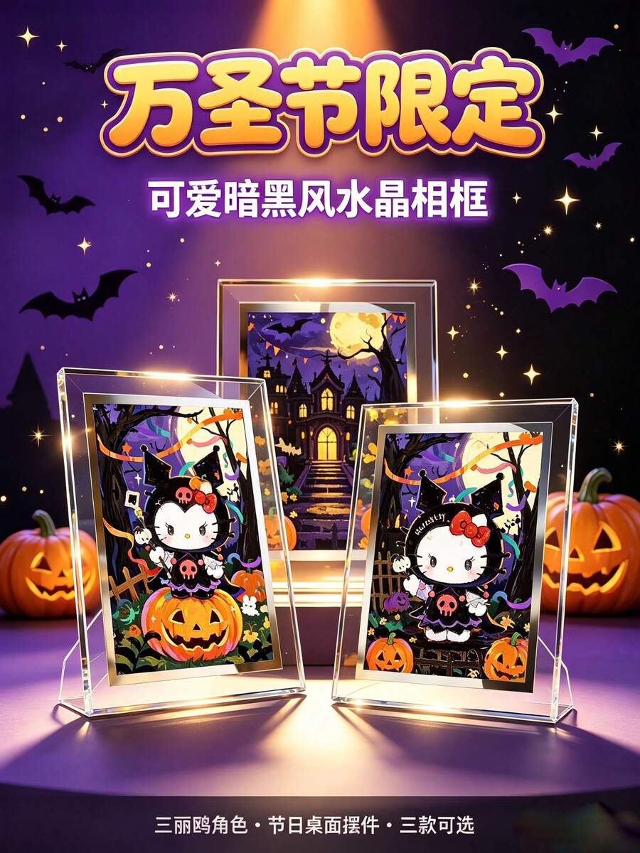 SANRIO 1 Peça Porta-Retrato de Mesa Acrílico Estilo Cartoon Criativo de Halloween, Cor Aleatória, Decoração para Casa, Sala de Estar, Quarto, Escritório, Dormitório de Estudante, Estação de Trabalho, Ornamento de Mesa Divertido, Decoração de Cena de Festa de Halloween, Presente Comemorativo de Feriado e Aniversário para Meninas e Melhores Amigas - Tamanho único - cor aleatória - Visão 1