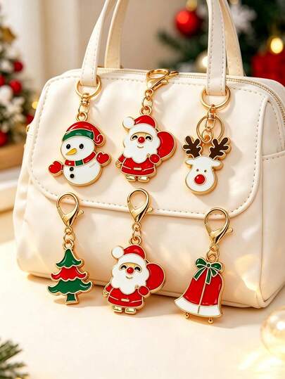 30 pièces Porte-clés thème de Noël, breloques de sac, décorations d'arbre de Noël, 20/10/1 pièce, convient pour l'extérieur, les clés de voiture, les breloques de téléphone, les décorations de fête de Noël, les sacs, les pendentifs, les breloques décoratives, la décoration de la maison, les articles de voyage essentiels, la rentrée scolaire, Halloween, les cadeaux de Noël pour les amis, le meilleur choix