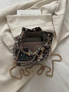 Bolso bandolera mini tipo cubo con cadena de color liso de moda - Multicolor - Ver 8