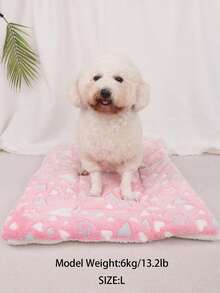 Pink Heart & Star Print Thickened Polyester Pet Bed Mat, Breathable Comfortable Washable All-Season Use, Suitable For Small And Medium Cats And Dogs, Suitable For Teddy And Other Pets, Not Suitable For Large Dog Breeds - Pink - View 3
