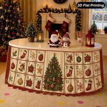 1pc Christmas Countdown Calendar Tree Table Skirt, Suitable For Home Kitchen Christmas Decoration, Family Gathering, Holiday Christmas Decoration - A - View 1