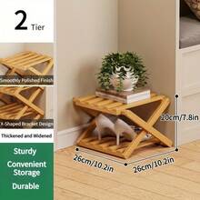 1pc Foldable Freestanding Narrow Bamboo Shoe Rack, Portable Space-Saving Shoe Tower, No Assembly Required, Suitable For Entryway, Hallway, Bedroom, Living Room Corner And Small Spaces - Ginger - View 9