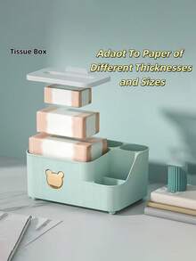 1 pieza Caja de pañuelos multifuncional con diseño de oso de dibujos animados & Caja de almacenamiento de artículos pequeños, adecuada para sala de estar, mesa de café, baño, tocador, mesita de noche, dormitorio, oficina, cocina y otros espacios de almacenamiento del hogar. Accesorio de decoración del hogar. - Multicolor - Ver 5