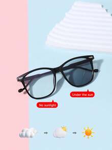 1PC Kids 3‑8Y PC Fashion Glasses, Transparent Pastel Frame, Photochromic Lens, Sweet Casual Eyewear For Summer Outdoor Trips With Glasses Box - Multicolor - View 11