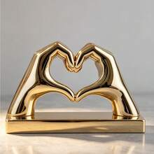 Gold Decorative 2D Flat Acrylic Ornament, Suitable For Living Room, Bedroom, Bookshelf, Coffee Table, Cute Love Finger Statue, Modern Style, Beautiful Room Decor, Home Decoration, Best Choice For Holiday Gifts (Please Note The Product Size). - 1PC - View 2