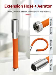 1pc Splash-Proof Faucet Extension Hose With 360° Swivel Elbow, Adjustable Length Flexible Water Pipe Extender For Bathroom Sink, Shower, Bathtub And Kitchen - Multicolor - View 3