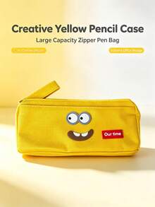 Large Capacity Canvas Pencil Case, Portable Makeup Bag, Multi-Functional Stationery And Cosmetic Organizer Bag, Durable Fabric With Front Pocket And Handle, Suitable For School, Office, Travel And Daily Use, Minimalist Solid Color Design Gift - Multicolor - View 14