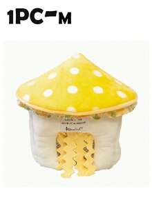 1pc Small Pet Hideout, Yellow Mushroom Shaped Comfortable Shelter, Suitable For Rabbits And Guinea Pigs, Soft Indoor Sleeping Hut, Cute Pet Cage Hideout, Warm Resting Nest For Rabbits, Guinea Pigs, Hamsters And Other Small Pets - A - View 13