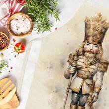 1pc Christmas Vintage Luxury Gilded Nutcracker Print Apron - Sleeveless Design, Durable And Comfortable Fit, Featuring Gilded High Crown Nutcracker Pattern, Suitable For Cooking, Baking And Home Cleaning, Household Cleaning, Housework Apron, Hand-Painted Handmade Gardening Apron, Fun Holiday Gift - Multicolor - View 9