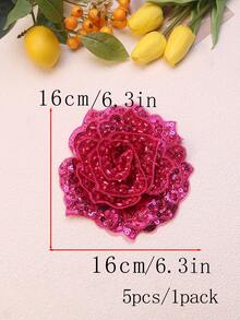 1pc Multi-Color Handmade Embroidered 6-Layer 3D Raised Crystal Rose Flower Patch With Beads, Suitable For Clothing Accessories, DIY Apparel, Wedding Dress Decoration - Multicolor - View 48