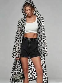 Lightweight Raincoat With Adjustable Hood - All-Season Leopard Print Full Coverage Outerwear, Easy To Clean, Suitable For Outdoor Cycling, Travel And Daily Rainy Weather Wear - Fashionable - Multicolor - View 9