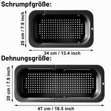 Utdragbar diskavrinning, svart, filterbricka för köksvask, silbasket för avrinning av disk och mat - 20*7*34-47 cm - Visa 3