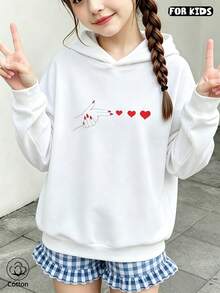 سويت شيرت أطفال بقلنسوة، قصة واسعة، كاجوال، مريح وجيد التهوية، مناسب للارتداء اليومي في الهواء الطلق خلال فصلي الربيع والخريف - أبيض - مشاهدة 4