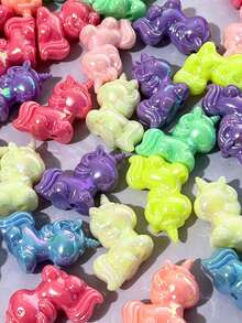 10/20/60PCS Unicorn Beads For DIY Jewelry Making, UV Plated Acrylic Spacer Beads With 3mm Hole, Suitable For DIY Bracelets, Necklaces, Beaded Pens And Handmade Accessories - Multicolor - View 7