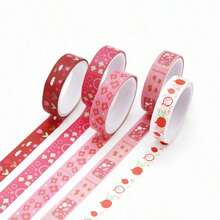 1 Box 5 Rolls Transparent PET Floral Washi Tape, Low Adhesion, Easy To Reposition, Tear-Resistant, Removable/No Residue. Suitable For Journals, Planners, DIY Crafts And Gift Wrapping - Back To School Season - Sets - View 9