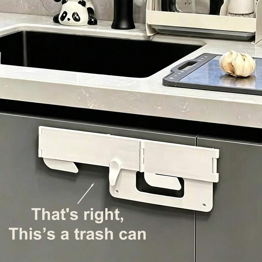 Cleverly Designed Foldable Trash Can Holder | No Drilling Required, Sealed Odor-Proof, Quick-Clip, Ready To Use With Trash Bags | Suitable For Bathroom, Kitchen, Office Desk, Wall-Mounted Multi-Function Storage Rack