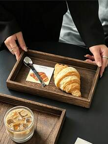1pc Japanese Vintage Solid Wood Tray, Dessert Plate, Bread Plate, Dried Fruit Plate, Tea Tray, Afternoon Tea Display, Commercial Use Plate, Suitable For Kitchen, Tray, Patio - Multicolor - View 8