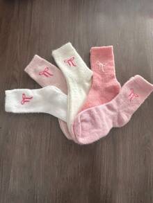 10/5/1 Pairs Bow Decor Women's Knee High Socks, Soft, Suitable For Autumn/Winter, Also An Ideal Gift/8/6/4 Pairs - Multicolor - View 9