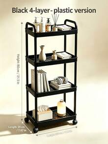 1pc Multifunctional Storage Cart, Movable Gap Bookshelf, Suitable For Living Room, Kitchen, Bedroom, Bathroom And Other Home Use, Cart, Rolling Cart, Camping, Cart With Wheels, Storage Rack - White - View 17