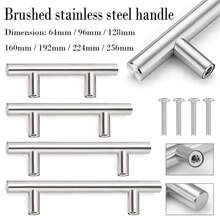 2/6pcs Modern Stainless Steel Cabinet Handles, Modern Arch Design, Brushed Metal Furniture Drawer Pulls Hardware, Bar Handles - Stainless Steel Handle (160mm) - View 2