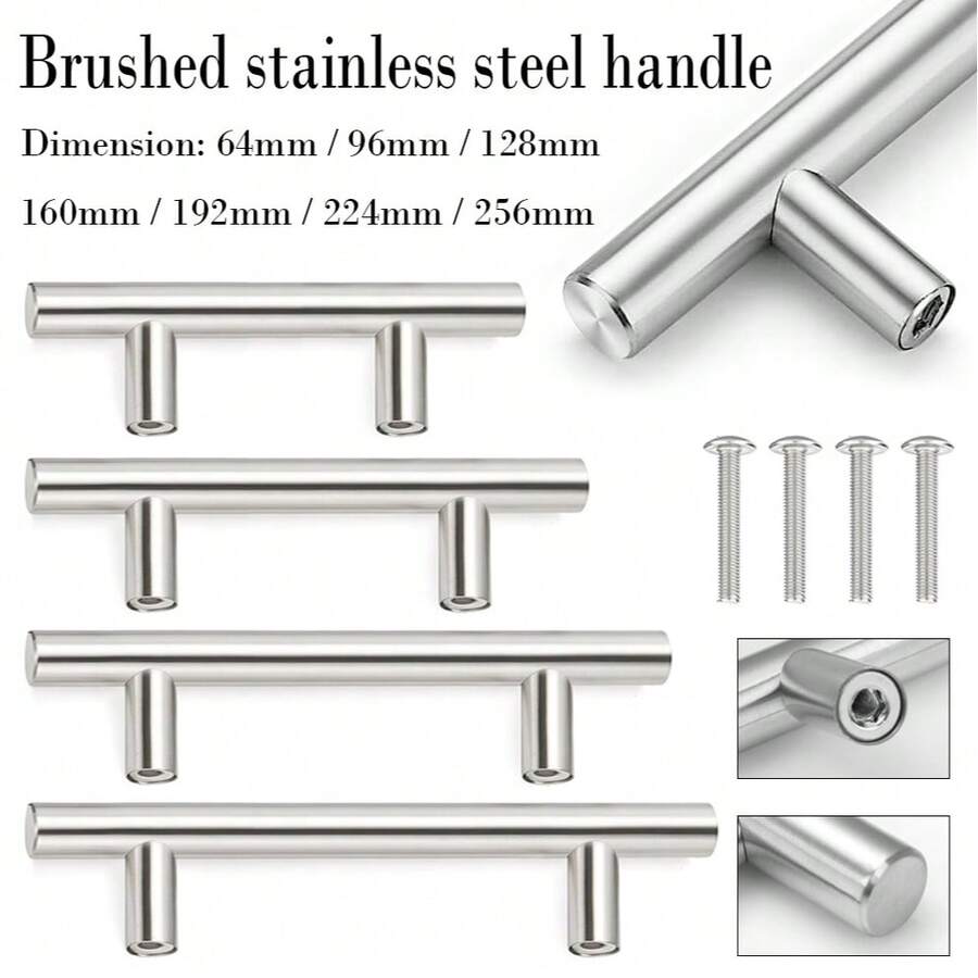 2/6pcs Modern Stainless Steel Cabinet Handles, Modern Arch Design, Brushed Metal Furniture Drawer Pulls Hardware, Bar Handles