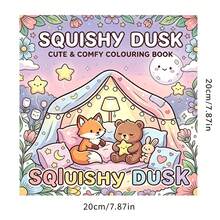 Soft & Cute Healing Coloring Book, Small Animals (Fox, Bear, Mouse, Hedgehog, Sloth) Warm Scenes, 20cm Square Paperback, Suitable For Adult Stress Relief Coloring, Warm Gift For Valentine's Day, Easter And Birthday - Multiple Styles - View 2